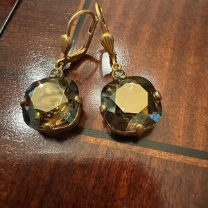 Catherine Popesco gold pierced Crystal Earrings